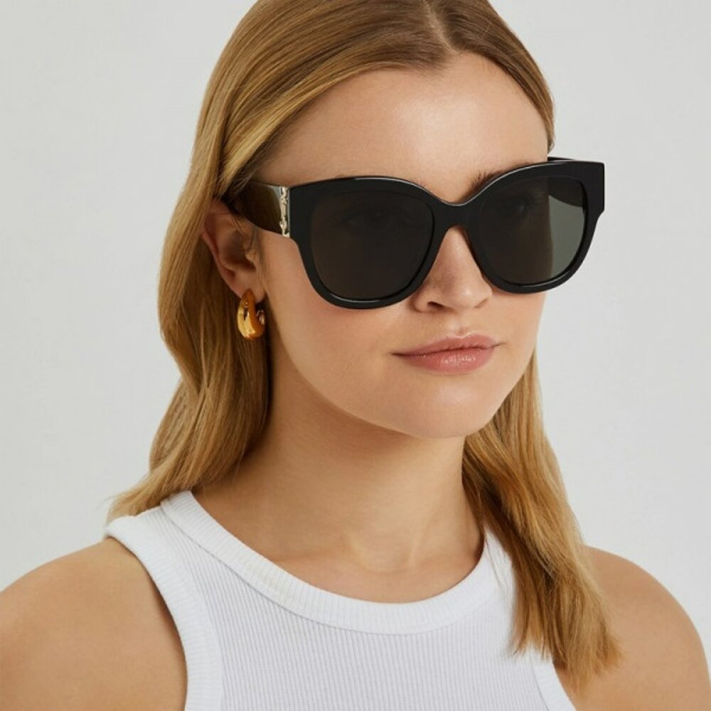 Saint Laurent  SLM95/F 001 BRAND NEW Sunglasses Black Oversized Cat Eye Women